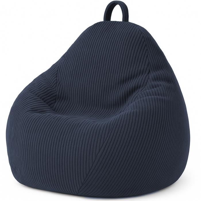 Sillón tipo puf de pana desmontable - 120x100 cm - Bananair - Azul oscuro - Hecho en Francia