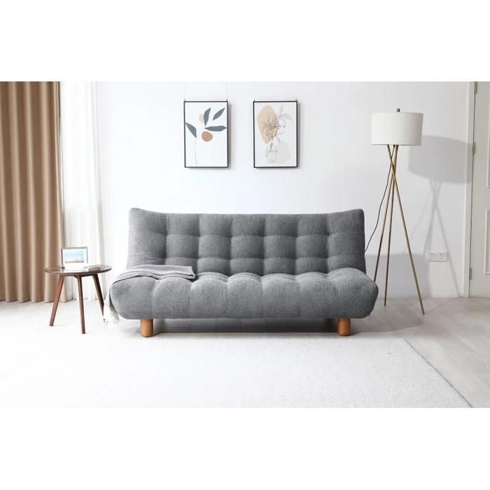 Sofá cama convertible tapizado en tejido bouclé gris - VALENTIN Meubletmoi