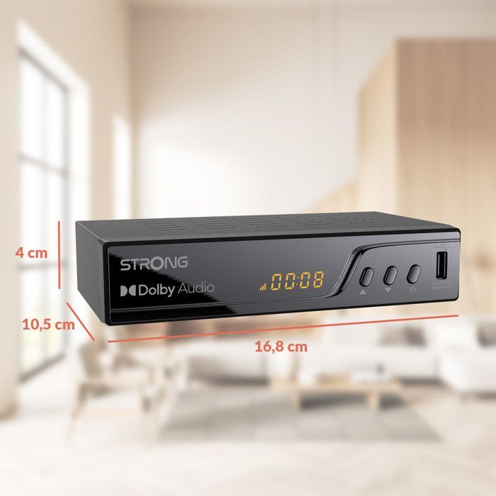 STRONG - SRT8250 Receptor Digital Terrestre 4K UHD - Gravador USB - HEVC265 - Dolby Digital Plus - HDMI, SCART - Guia de Programação - Tela