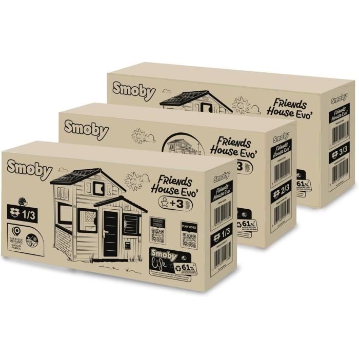 Smoby Life - Maison Friends House Evo - Moderne et spacieuse - Portillon - Boite aux Lettres - Dès 3 ans