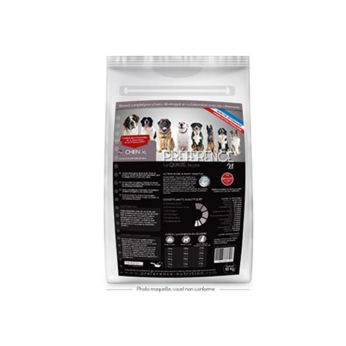 Croquettes Préférence Nutrition Chien XL - 18 kg - Enrichies en graines de lin et en huile de poisson