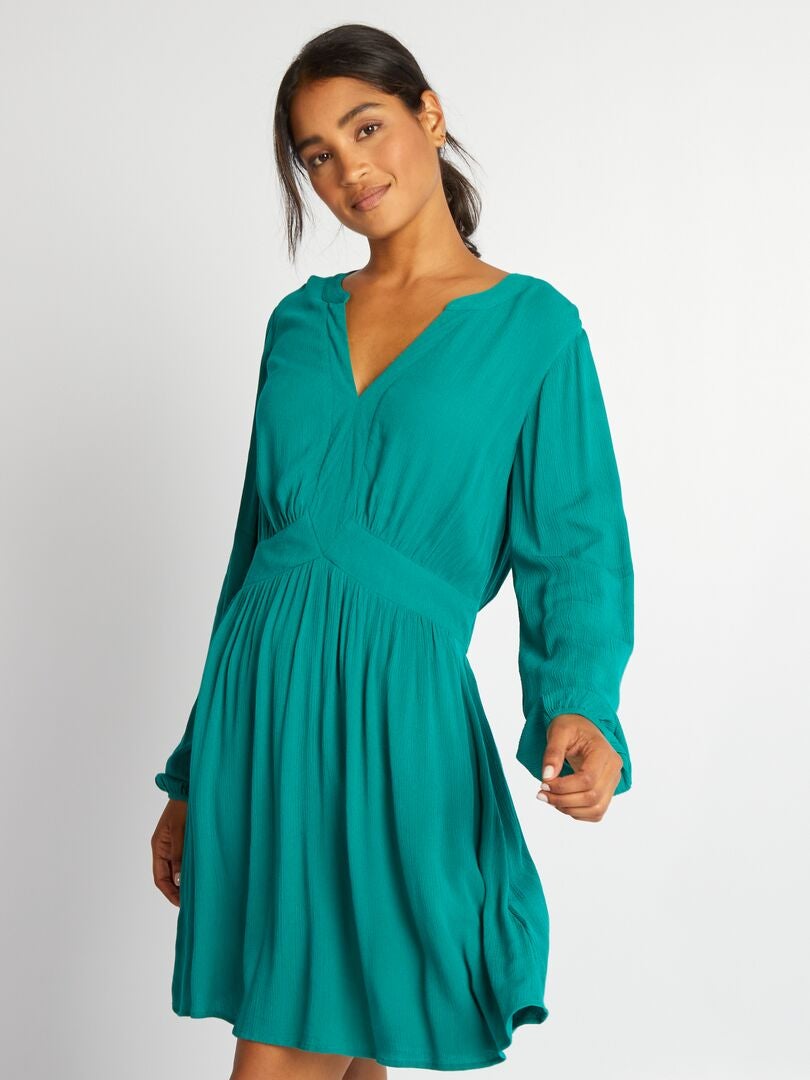Vestido corto de crepé - VERDE