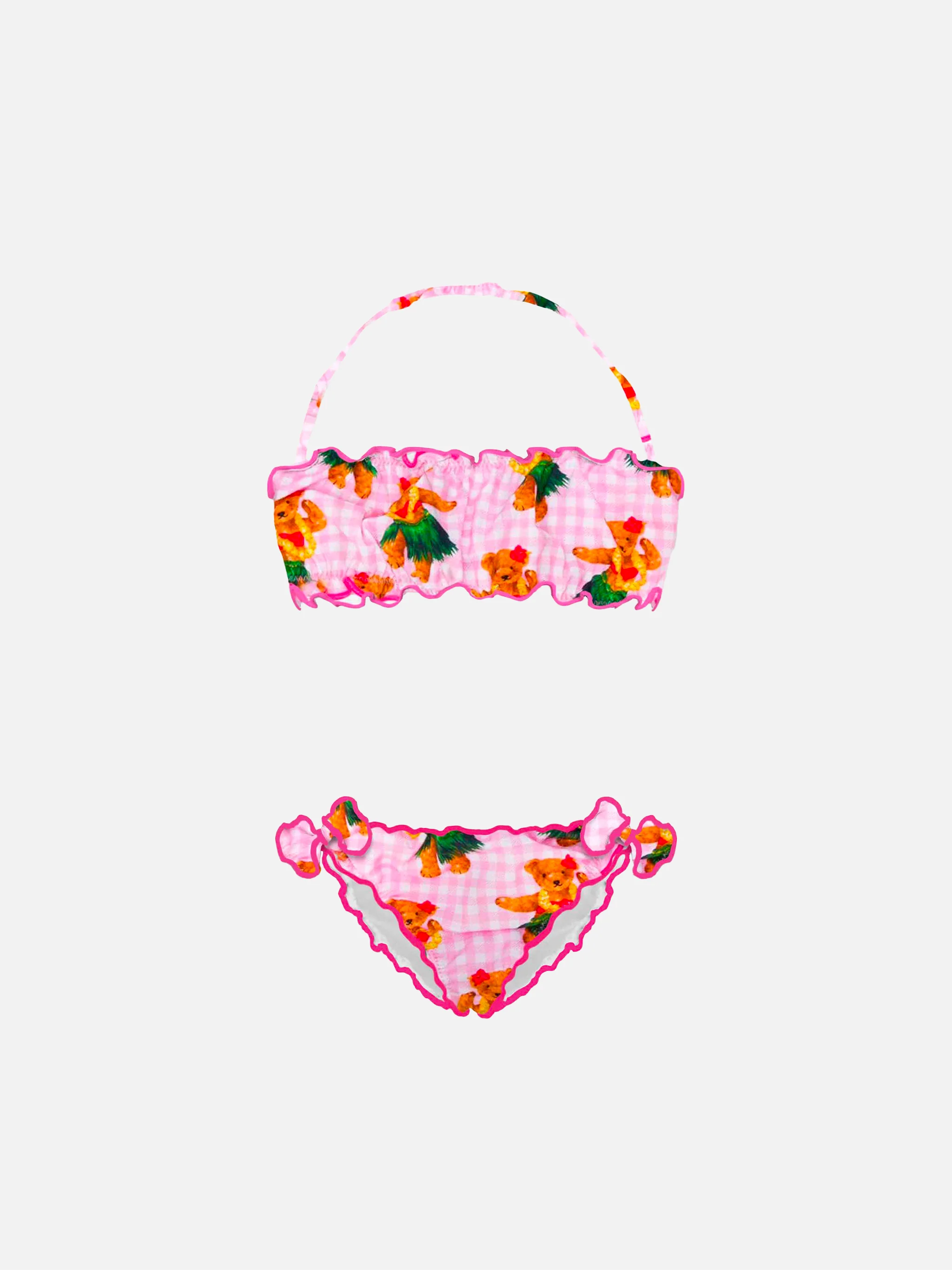 Bandeaubikini voor meisjes met print van een Hawaïaanse beer.