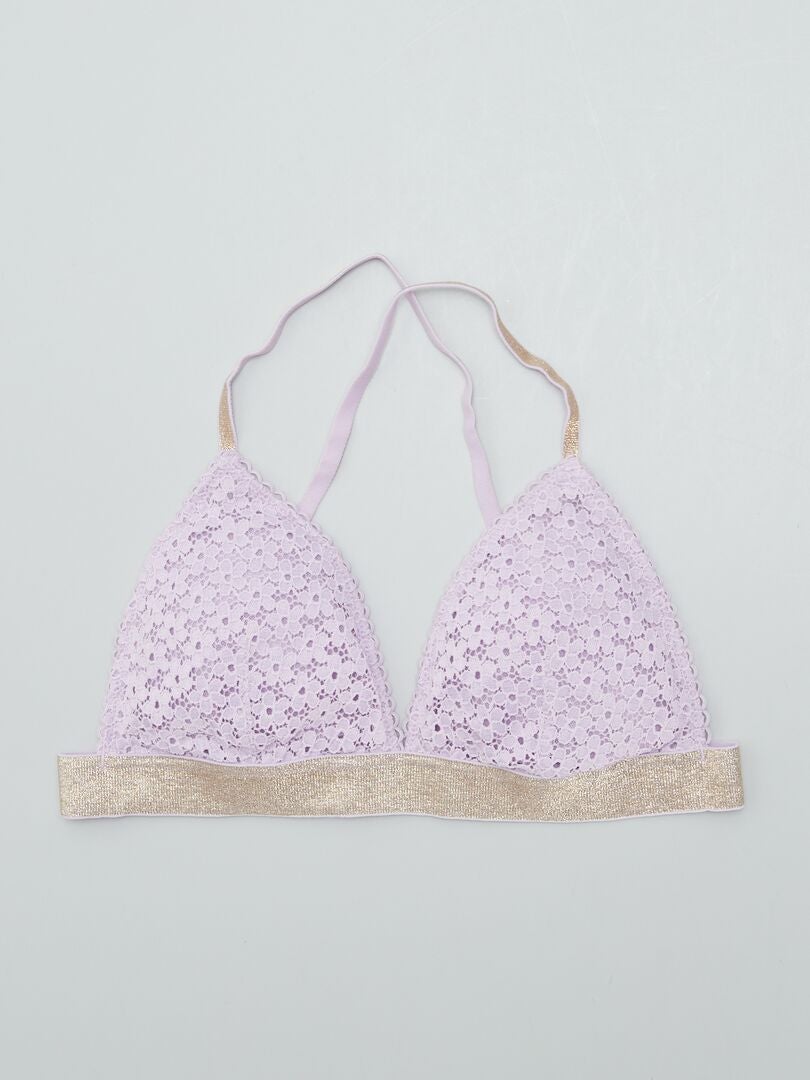 Sutiã Triângulo Acolchoado com Renda - ROXO