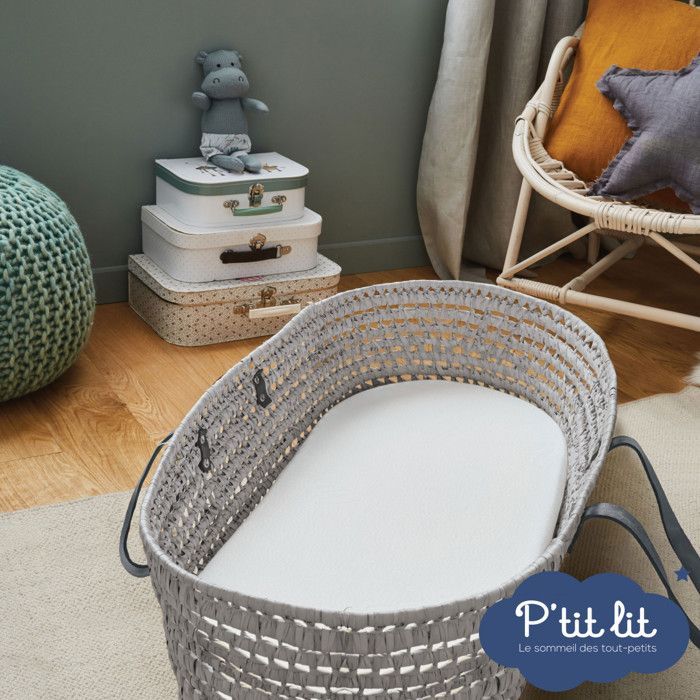 P'tit Lit - Bamboe wiegmatras - 72x32 cm - Zachte en zijdezachte viscose - Omkeerbaar - Ideaal voor kinderwagens, wiegjes en ledikanten