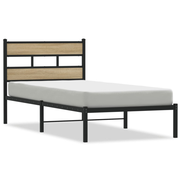 Metalowa rama łóżka bez materaca dąb sonoma 75x190 cm