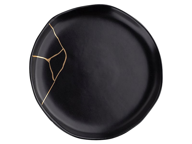 Talerz deserowy Magnific porcelanowy czarno-złoty