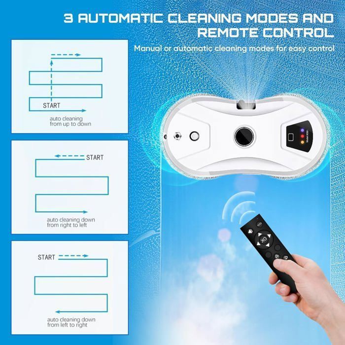 Fensterputzroboter - EINEMGELD - 5600 Pa - Ultraschallspray - 5600 Pa - 10 Reinigungstücher