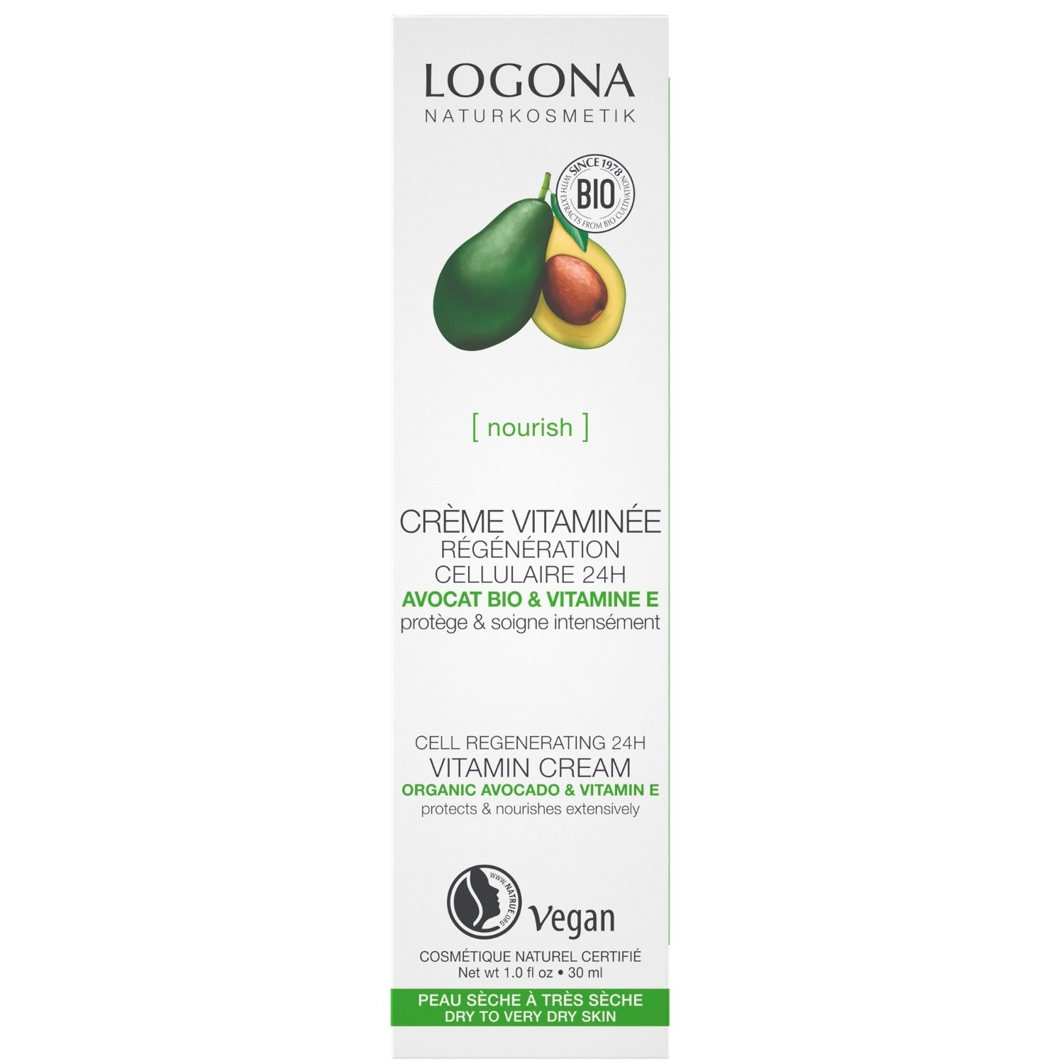 Logona Crème vitaminée régénération cellulaire avocat