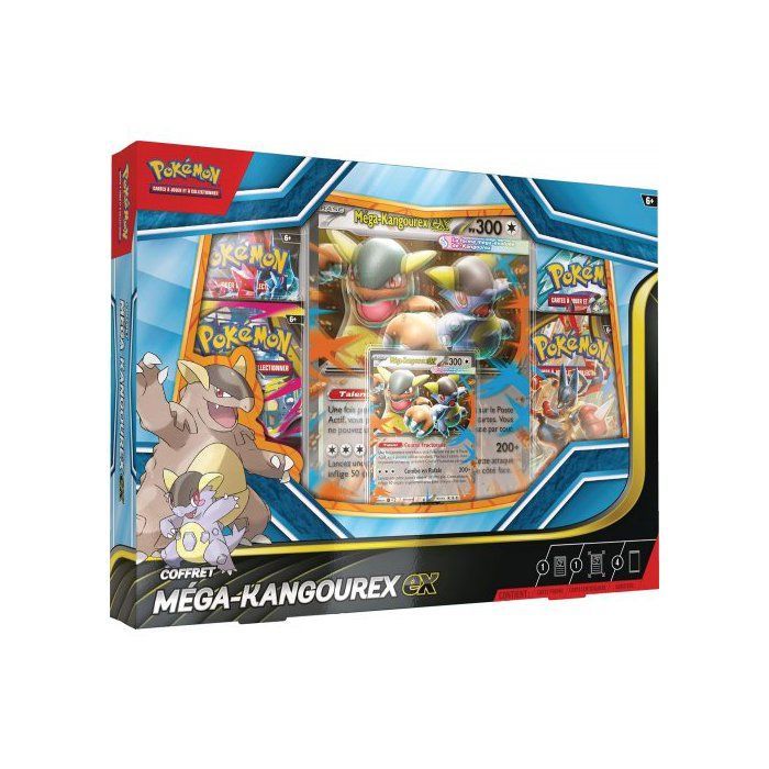 Caja de Pokémon Mega Kangaskhan EX 300 HP - 4 paquetes de refuerzo - Set de cartas coleccionables en francés + 1 carta Tigre
