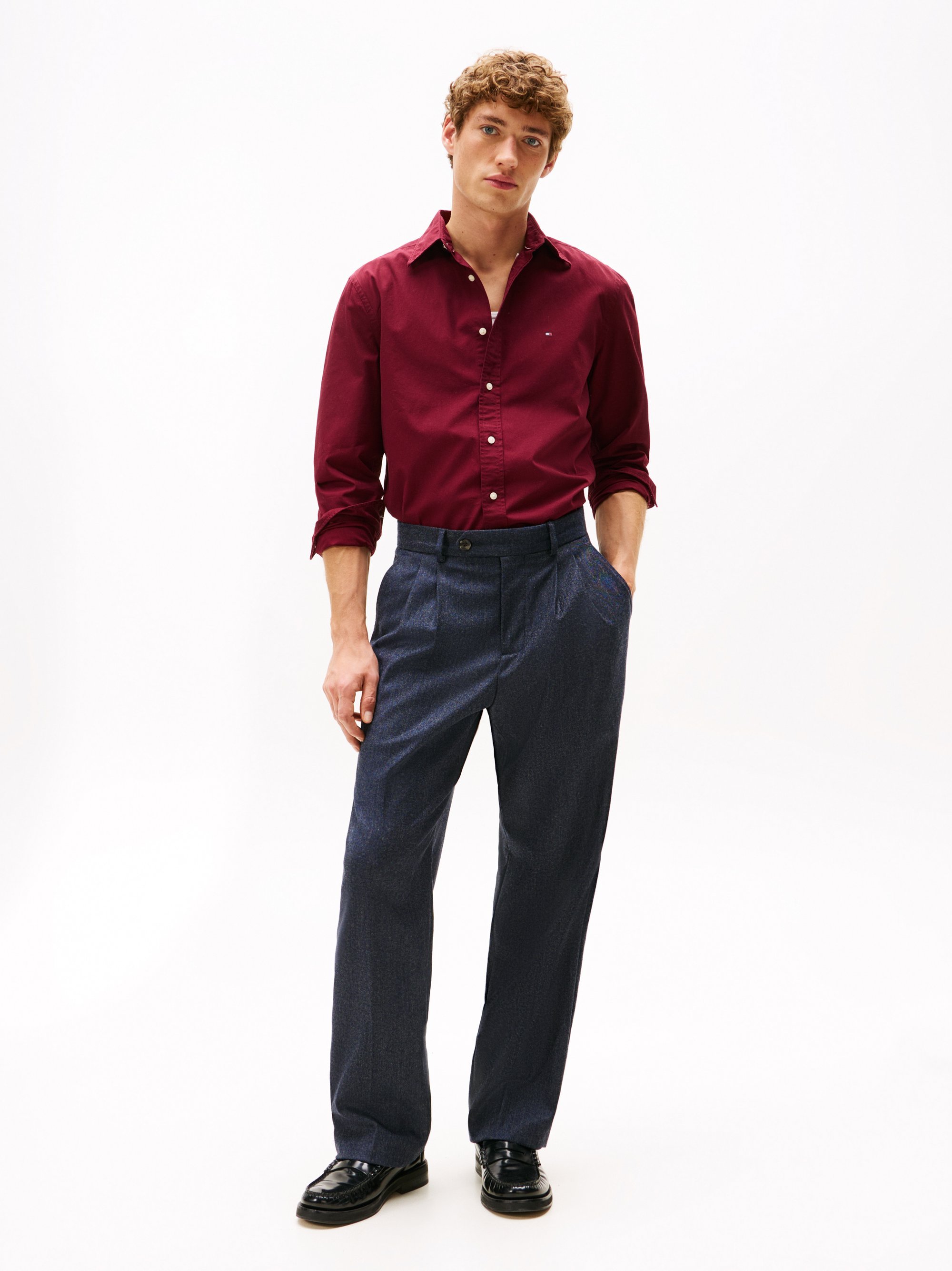 Tommy Hilfiger FLEX POPLIN SOLID - Hemd - Dunkelrot