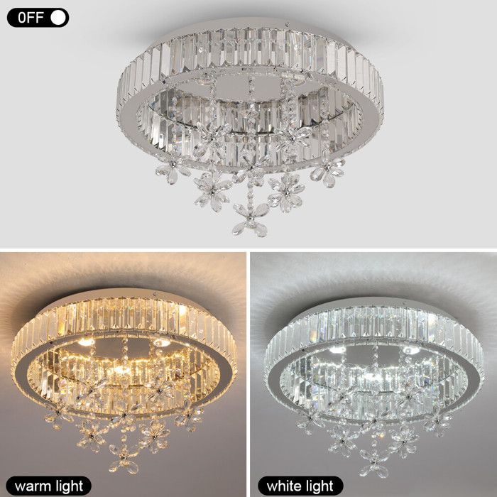 K9 Lustre en cristal Lampe ronde à intensité variable Flush Mount Plafonnier à LED 41W