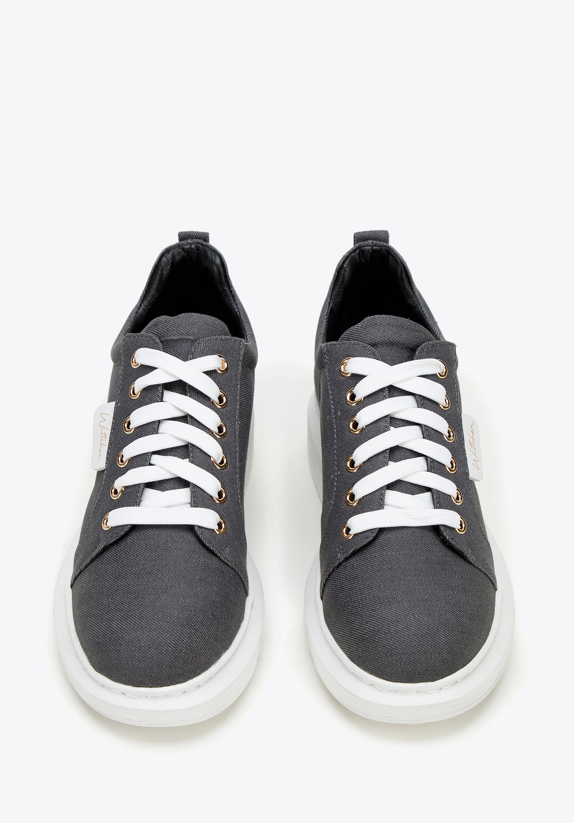 Damskie sneakersy dżinsowe na platformie ciemny szare