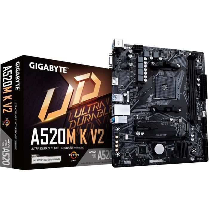 Moederbord - GIGABYTE - A520M K V2 - AM4 - DDR4 64GB - PCIe Gen3 M.2