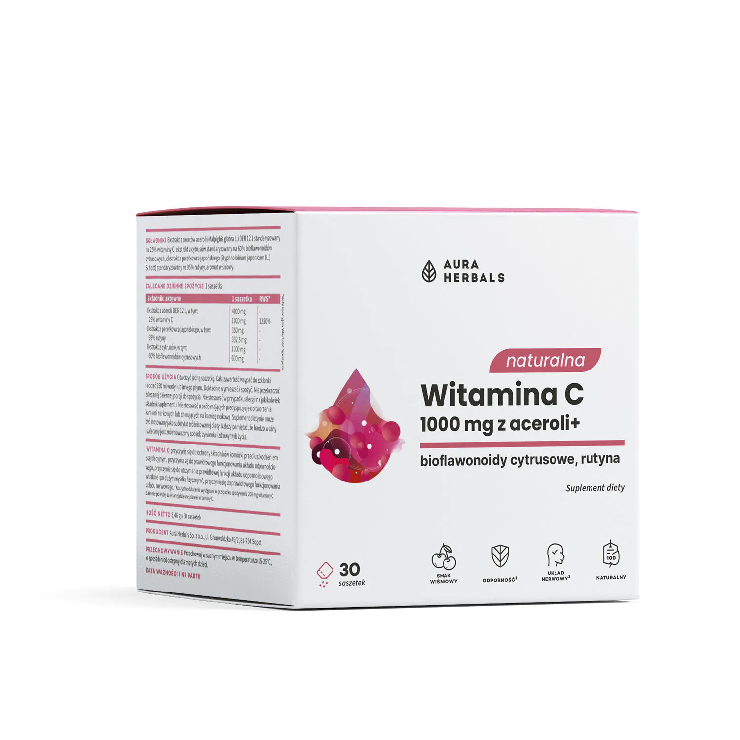Aura Herbals Naturalna Witamina C z Aceroli 1000 mg Saszetki