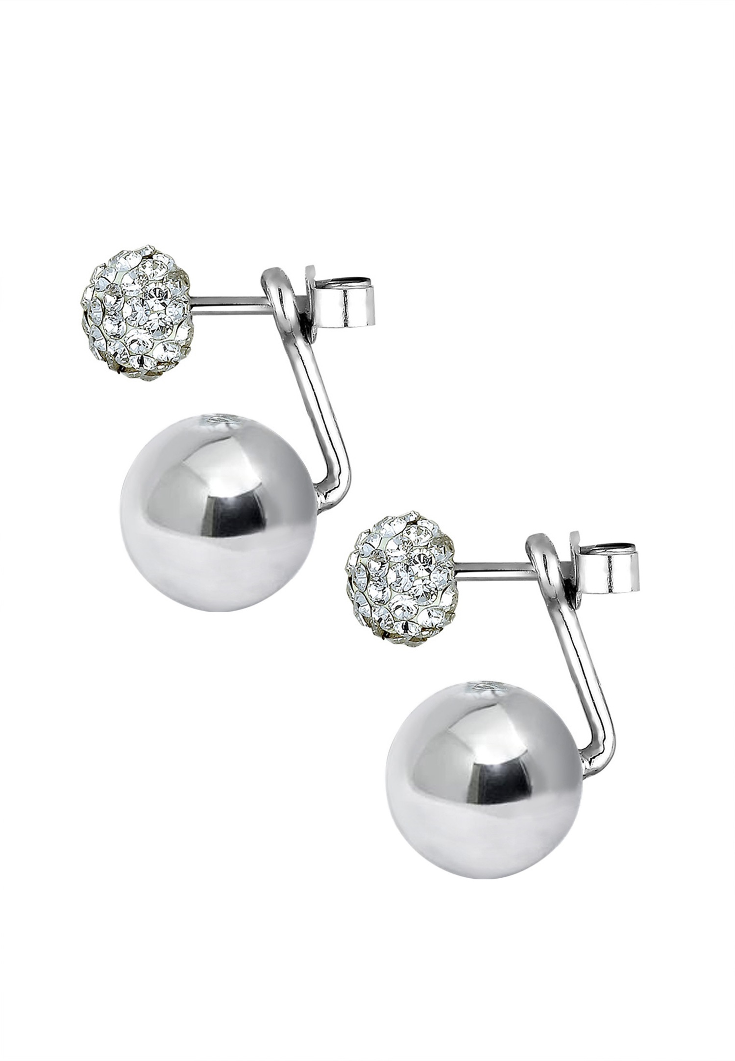 Elli Femmes avant arrière géo tendance avec cristaux en argent sterling 925