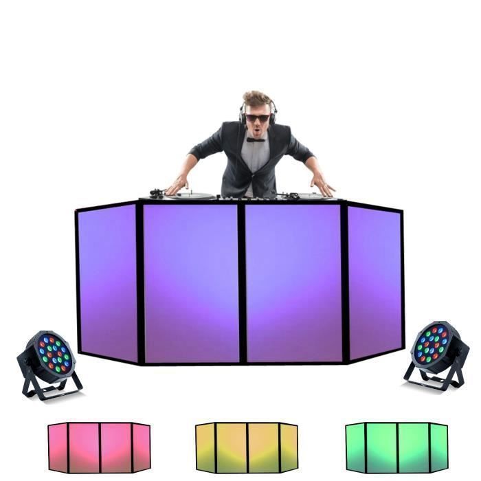 DJ FACADE WHITE + 2 PAR LED DMX PROJECTORS ideal for showcasing your sound equipment, Pioneer turntables, PC controller, PA DJ MIX