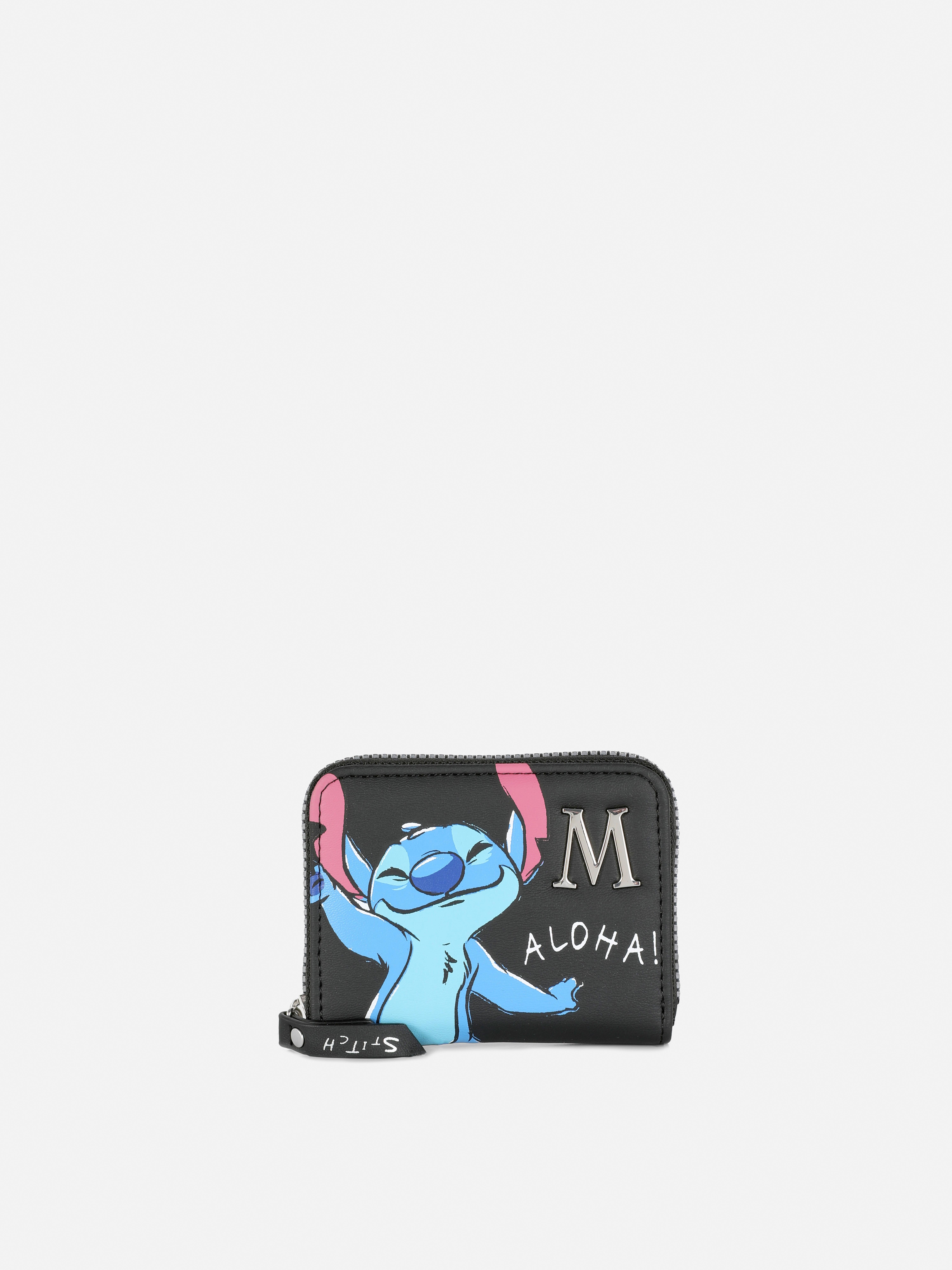 Portofel cu inițiala Disney Lilo & Stitch Portofel personalizat cu fermoar cu Stitch și propria ta inițială