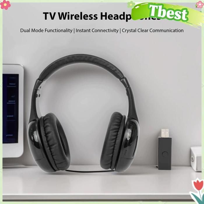 Cuffie wireless per TV, cuffie circumaurali con modalità trasmettitore e microfono integrato per telefono, TV e computer.