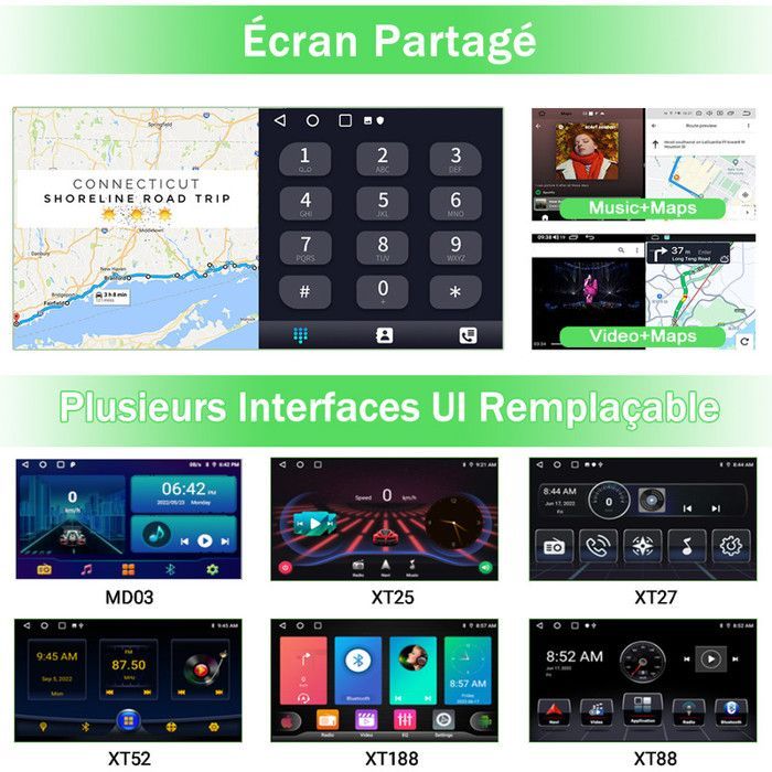 Autorradio AWESAFE Android 13 de 2 GB + 32 GB para Peugeot 207 (2006-2015) con CarPlay, Android Auto, pantalla táctil de 9