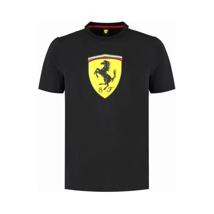 Camiseta PUMA Scuderia Ferrari F1 para hombre con gran logo Scudetto negro.