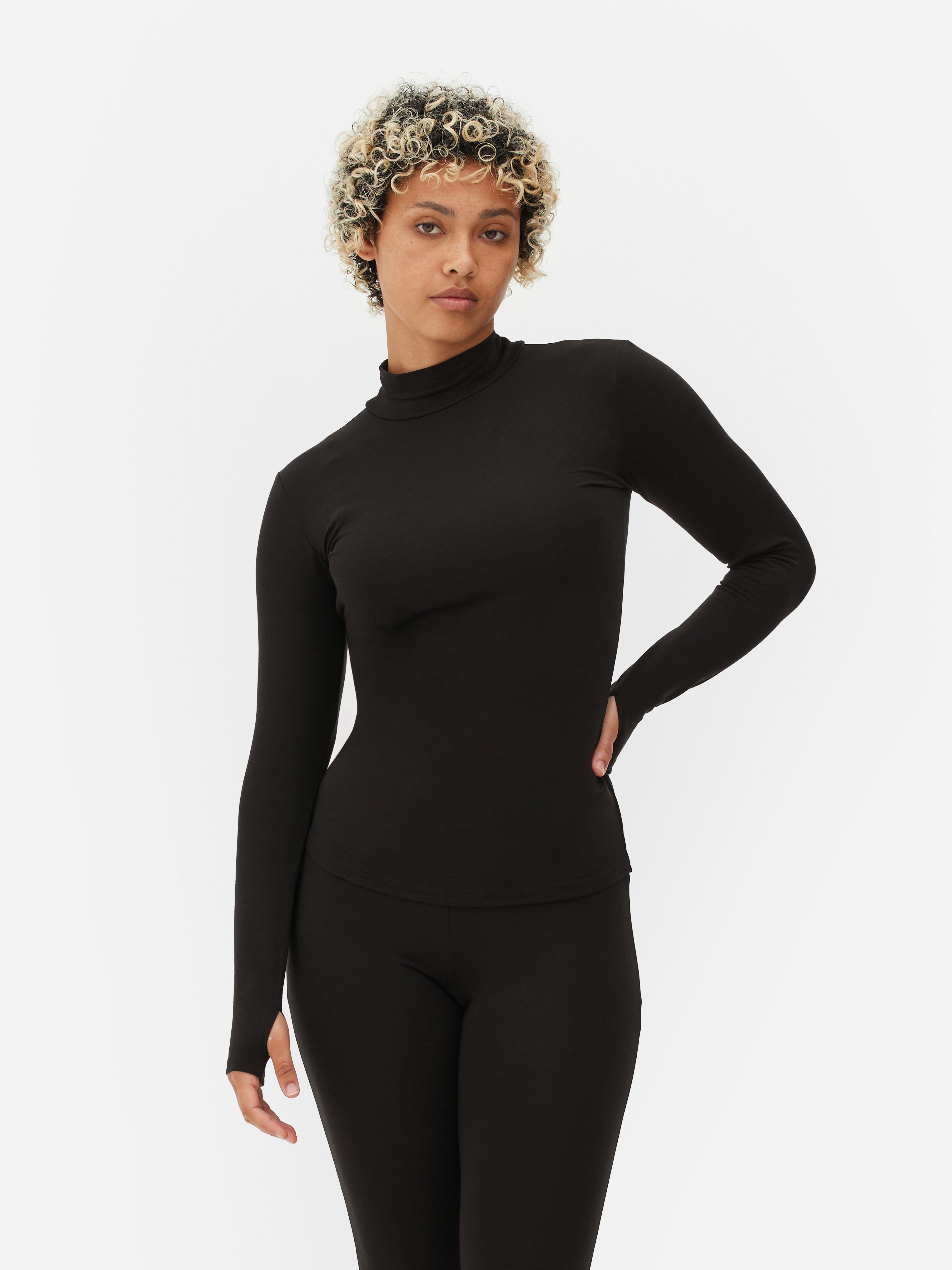 Thermoshirt mit hohem Kragen und langen Ärmeln, figurbetont