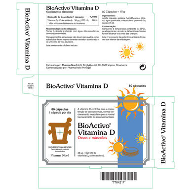 Bioaktivní doplněk stravy pro kosti a svaly, vitamín D, 80 kapslí.