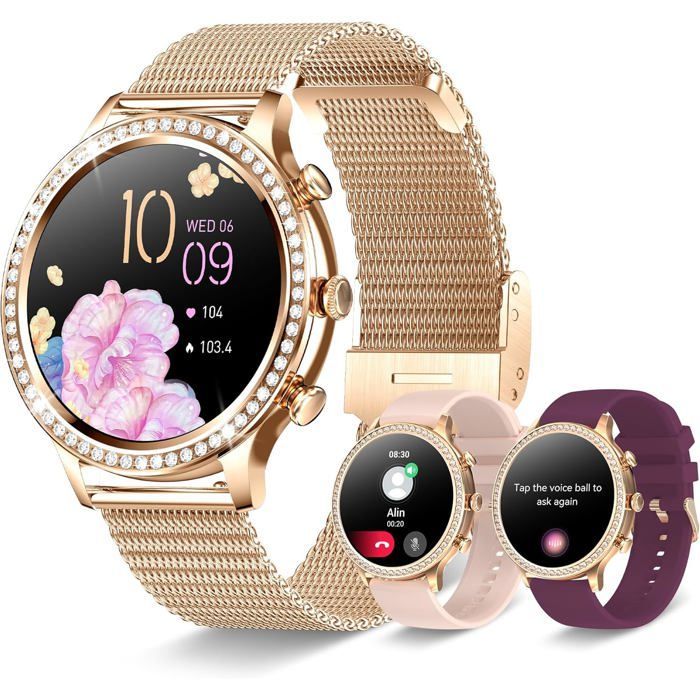Round Women's Smartwatch with Bluetooth Calling, IP67 Smartwatch with Feminine Function, Heart Rate Monitor, Sleep Monitor [S464]