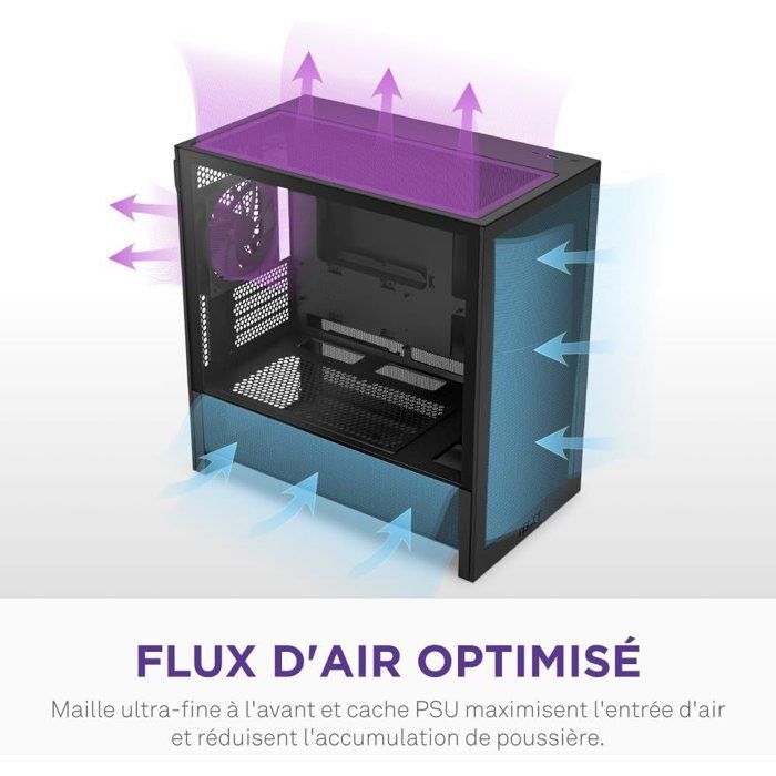 Boitier moyen-tour micro-ATX - NZXT - CC-H31FB-01 - H3 Flow - Airflow remarquable - Noir - GPU grand format