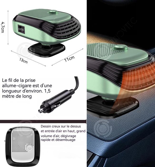 INN Chauffage de voiture 24V 150W 1,4 m fil de à 360 degrés dégivrage désembuage chauffage refroidissement convient aux grosses