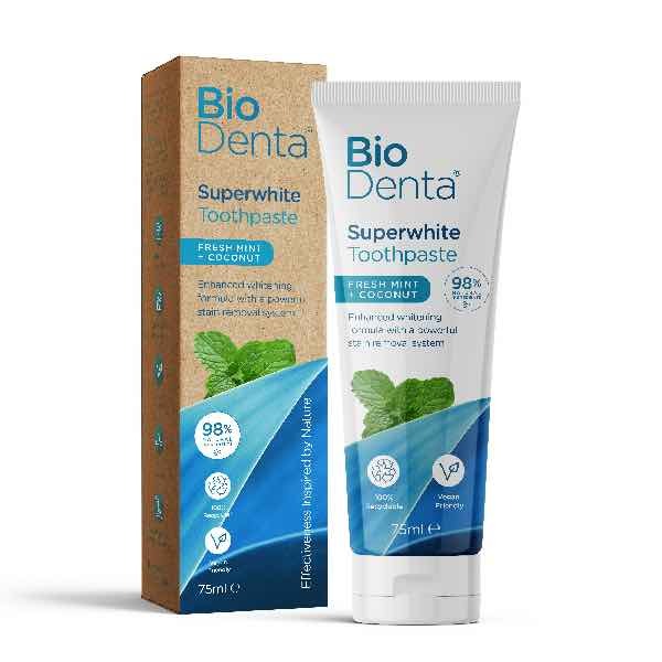 BioDenta Natürliche Zahnaufhellungszahncreme SUPERWHITE Vegan 75ml