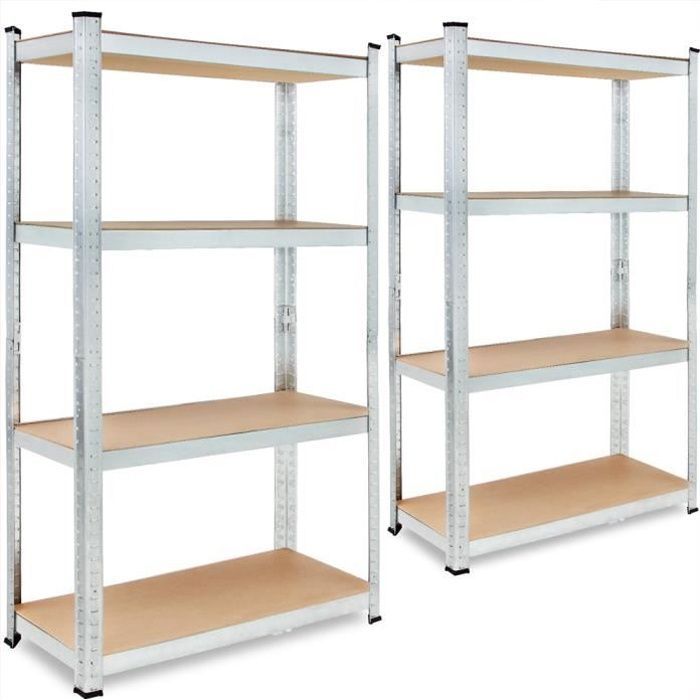 estanterías metálicas de alta resistencia con 4 estantes, 160x90x40cm, carga máxima 700 kg.