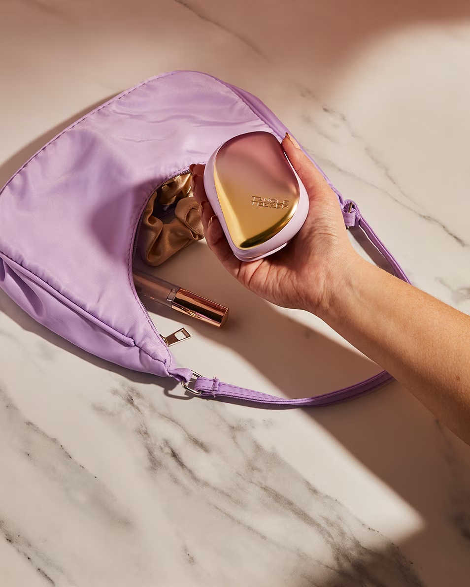 Perie de păr compactă TANGLE TEEZER, liliac, galben