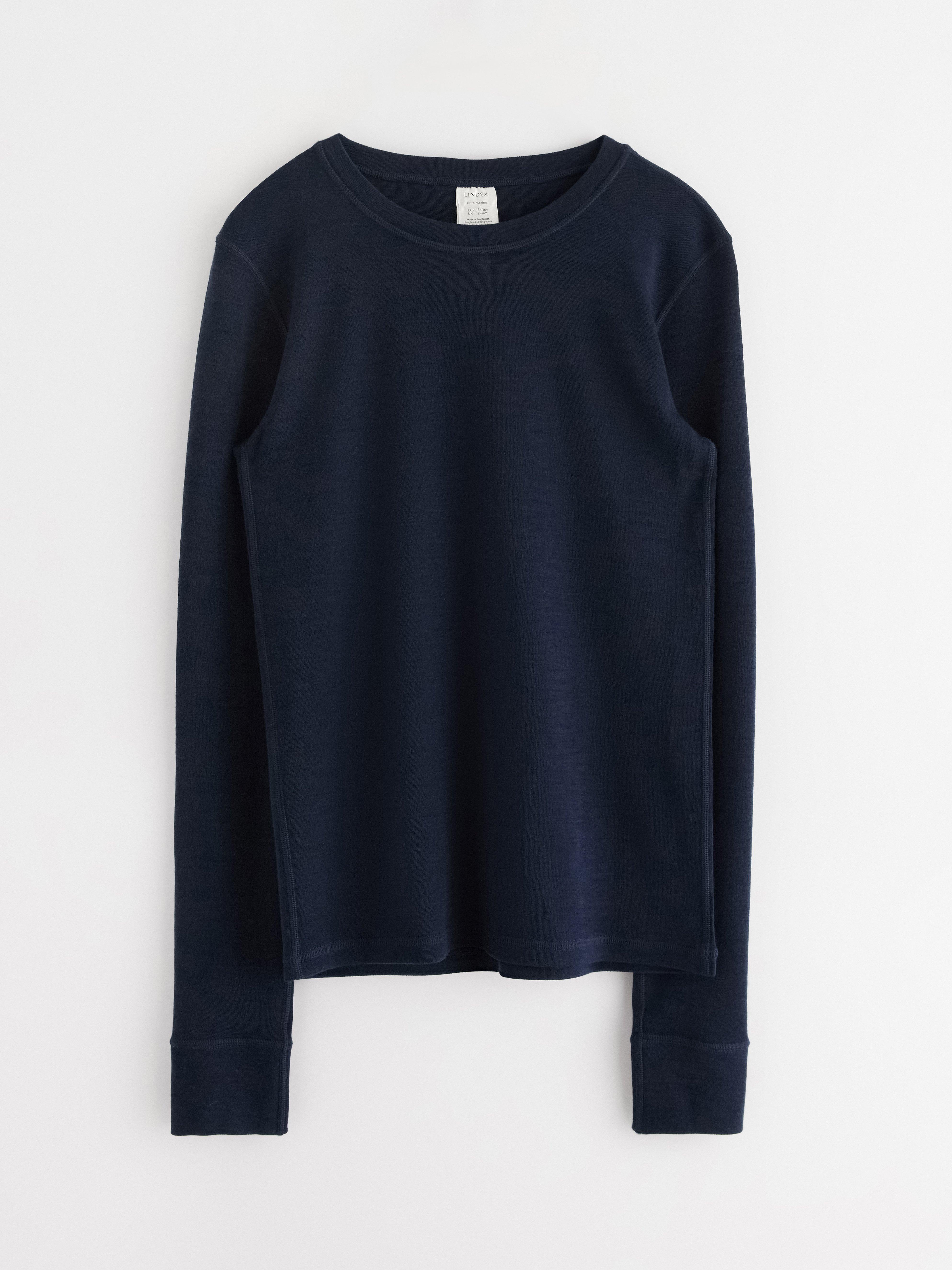 Top de lana merino azul marino