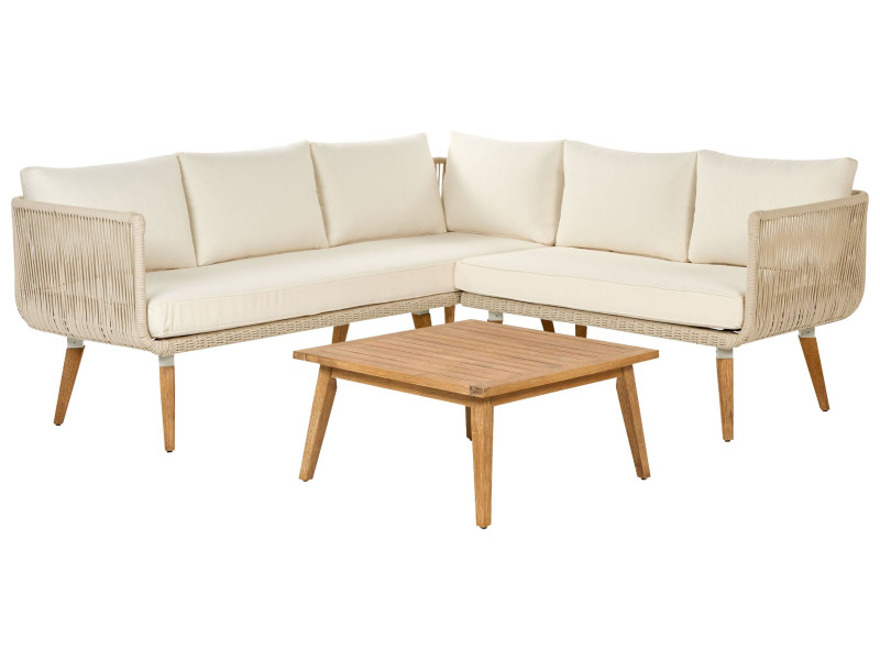 Zestaw ogrodowy 5-osobowy sofa ze stolikiem beż