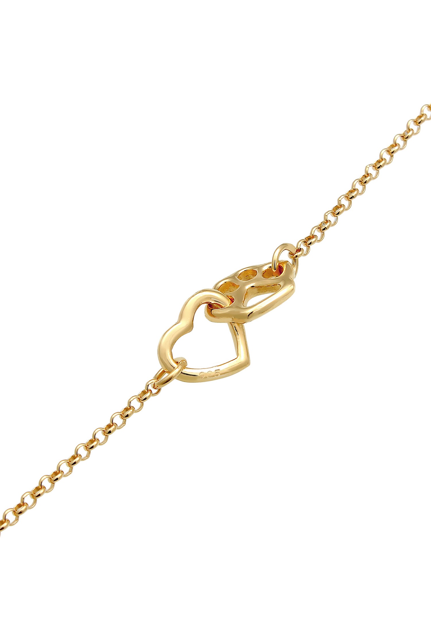 Elli Coeur Patte Bracelet Enfants - (925/1000) Argent Plaqué Or