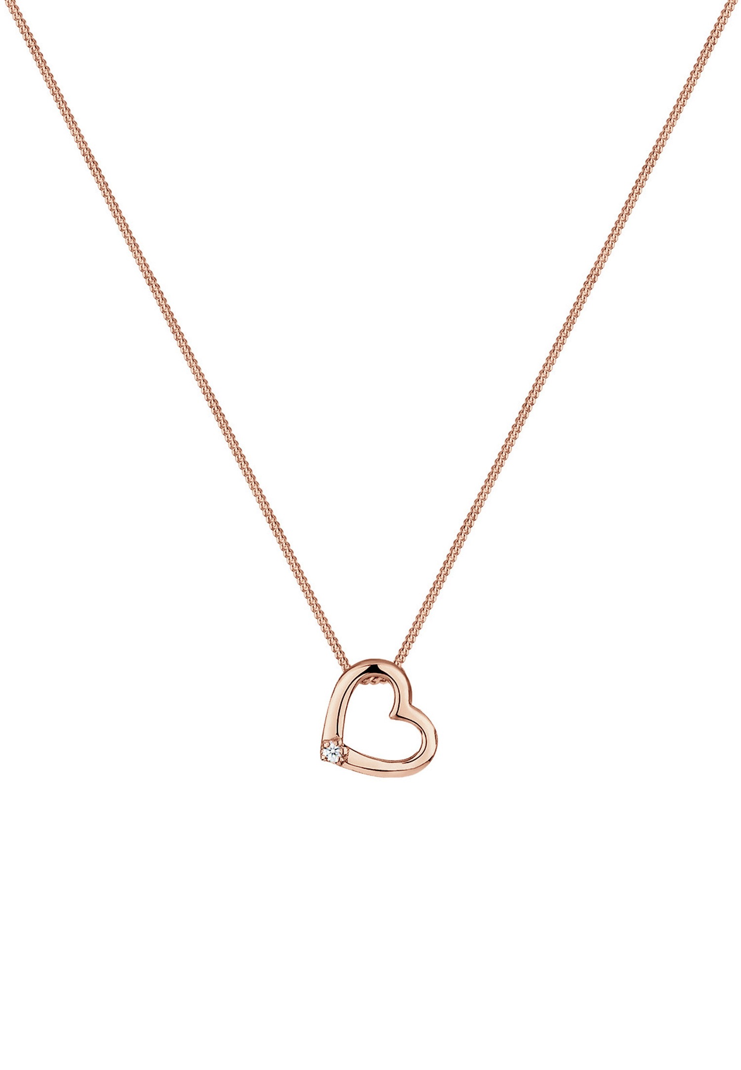 Elli DIAMONDS Femmes Pendentif Coeur Amour Délicat avec Diamant (0.015 ct.) en Argent Sterling 925