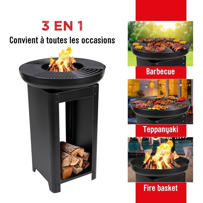 Churrasqueira a carvão, braseiro Teppanyaki, Ø 61 x A 90 cm, COLEÇÃO CHURRASCO