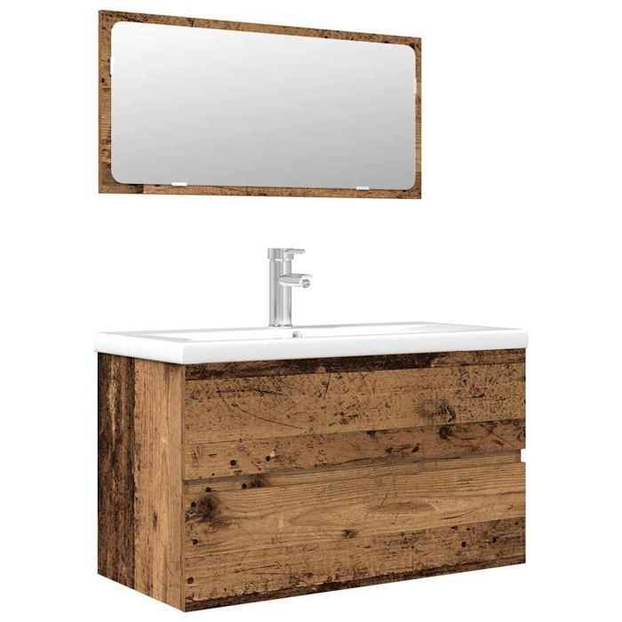 vidaXL 3-delige badkamermeubelset, samengesteld hout, 3328939