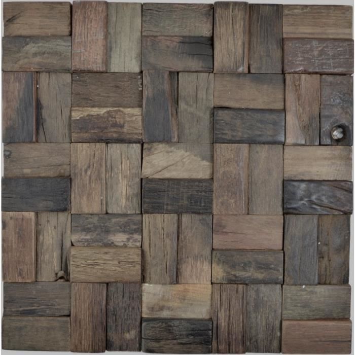 Mosaïque de bois - Wood FSC - MOS160-25 - Rectangle - Brillant - Brun foncé