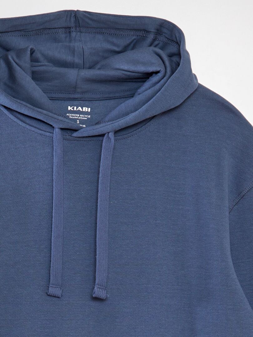 Piqué gebreide hoodie - blauw