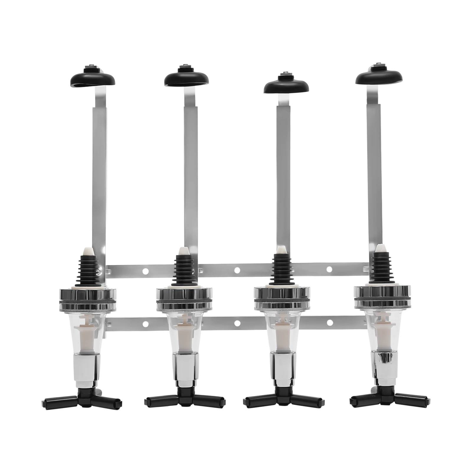 Dispenser di liquori a parete per 4 bottiglie, supporto da bar, supporto per bottiglie di vino, birra, alcol, bevande, beccuccio girevole, set di bicchieri