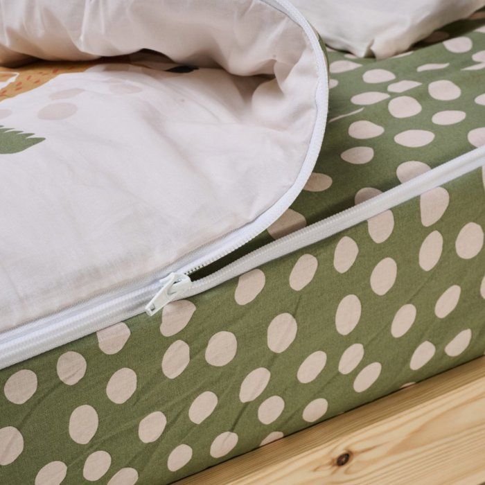 Caradou® Jungle Light Green Children's Bedding Set in Cotton, 4 Pieces: All-in-one bed with duvet - 90x190cm - BLUE CALIN