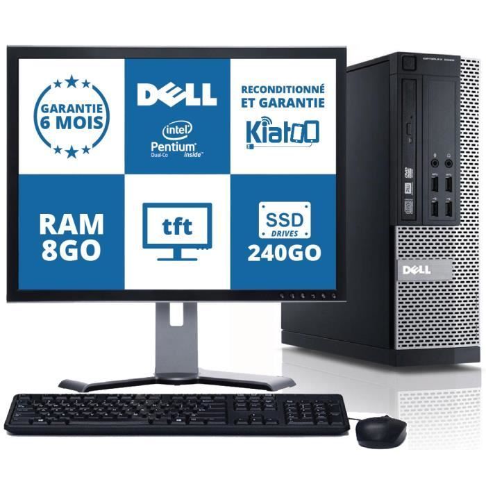 Computer desktop Dell Optiplex 790, dual core, 8 GB di RAM, disco rigido SSD da 240 GB, monitor da 17 pollici, Windows 7, PC ricondizionato.