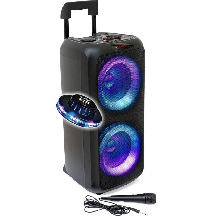 IBIZA VENUS600 Active DJ Speaker - Illuminated Karaoke Speakers, 2 x 8