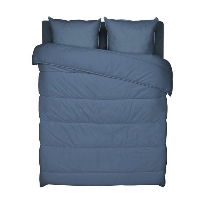 Piumino avvolgente di peso medio 220x240 cm per letto matrimoniale - Rivestimento ultra morbido - 350 g/m² - Prodotto in Francia - Blu - BLEU CALIN