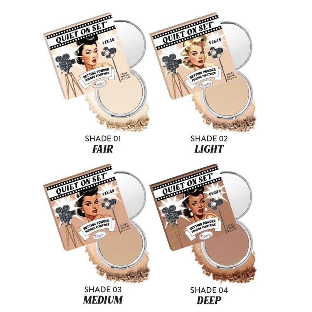 theBalm set za šminkanje Fiksirajući puder Quiet on Set 03 Medium Neutral - 9,06 g