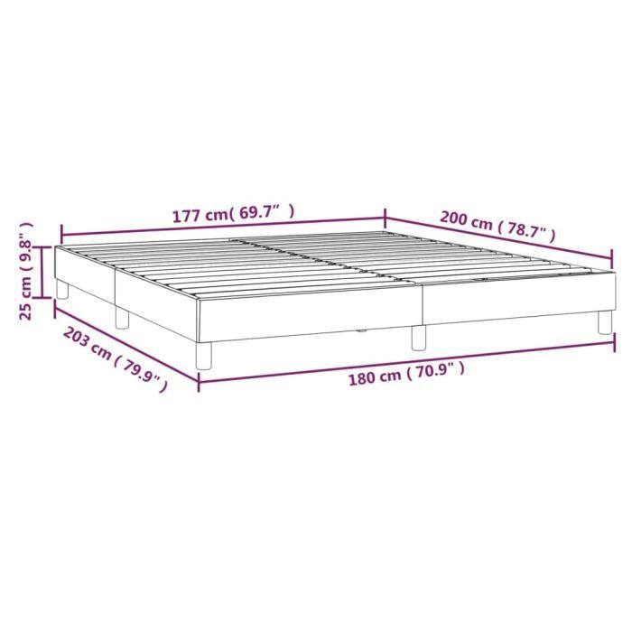 Base de cama em tecido cinza claro 180x200 cm - FYDUN - Com molas - Pés incluídos