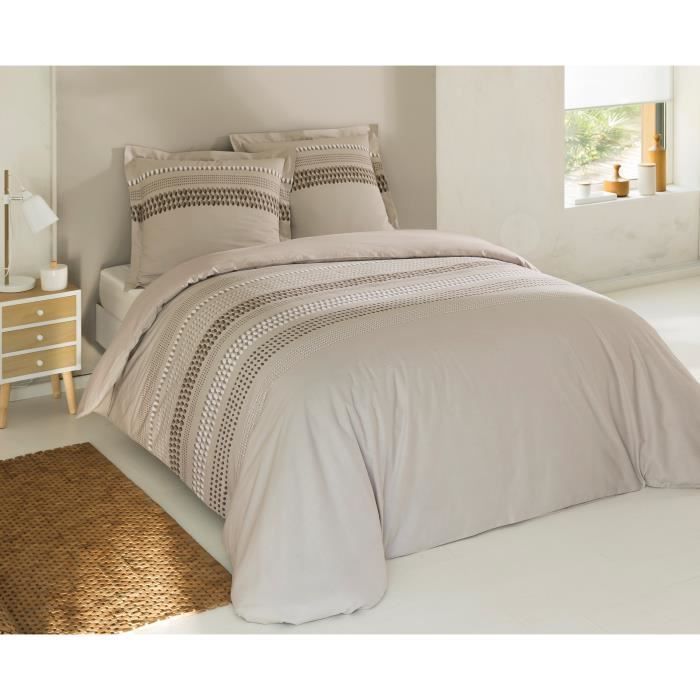 Juego de funda nórdica VISION Anthony - 100 % algodón - 240 x 260 cm - Beige