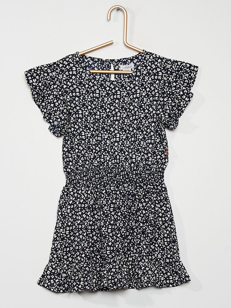 Bloemenjurk - marineblauw